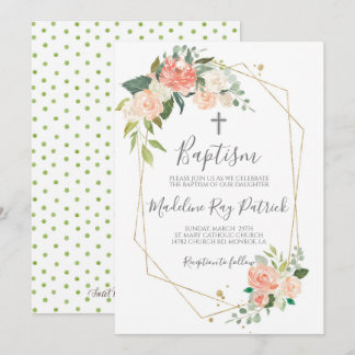 Invitation Baptême floral