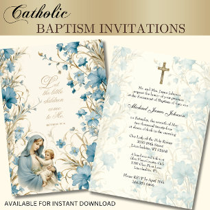 Invitation Baptême floral catholique baptême baptême écriture