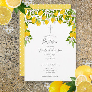Invitation Baptême Floral Citrons