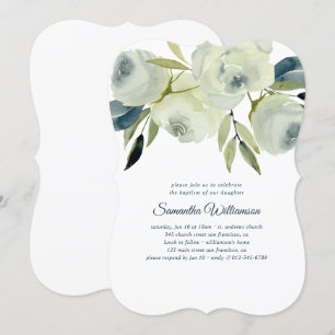 Invitation Baptême Floral d'aquarelle moderne