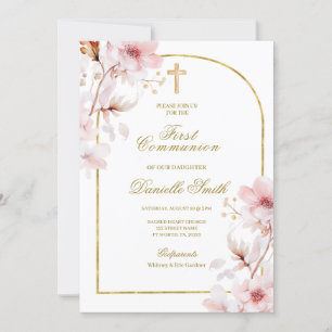 Invitation Baptême floral de fleur de cerisier