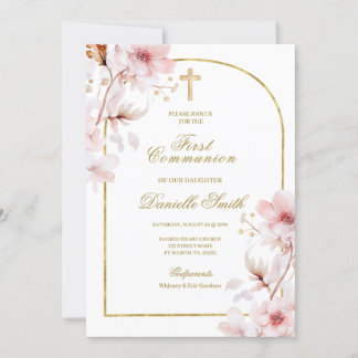 Invitation Baptême floral de fleur de cerisier