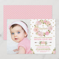 Baptême floral de guirlande d'aquarelle rose Girly