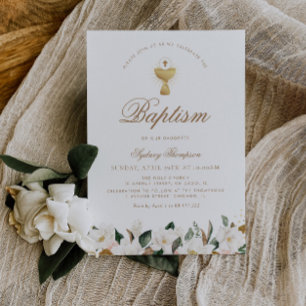 Invitation Baptême floral de Magnolia