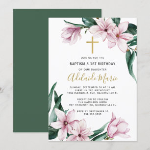 Invitation Baptême floral et premier anniversaire