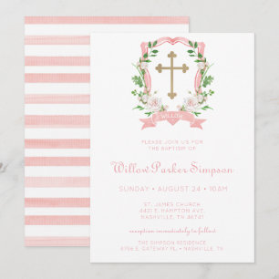 Invitation Baptême Floral Rougeur 
