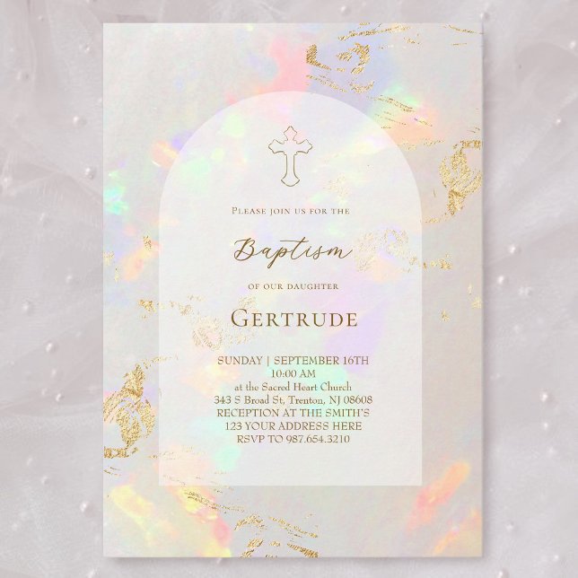 Invitation baptême fond opale (Créateur téléchargé)