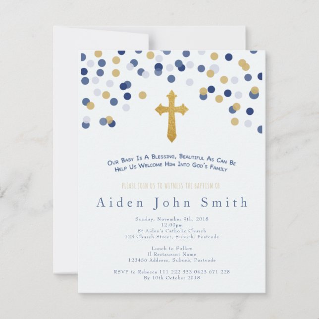 Invitation Baptême garçons (Devant)