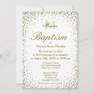 Invitation Baptême   Gold Confetti