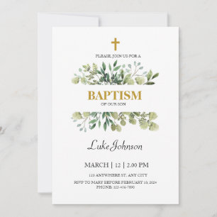 Invitation Baptême Gold Cross