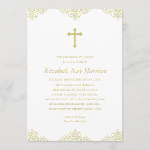 Invitation Baptême Gold Cross/Christening
