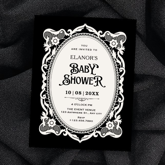 Invitation Baptême gothique élégant pour bébé (Créateur téléchargé)