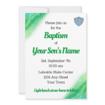 Invitation Baptême LDS Vert et Bleu