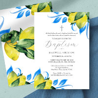 Baptême Lemon Foliage Religieux Italien Bleu