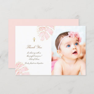 Invitation Baptême merci aquarelle palme feuille parties scin