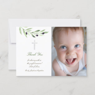 Invitation Baptême merci branche olive