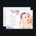 Invitation Baptême merci encre violette<br><div class="desc">carte de remerciements</div>