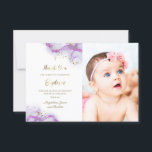 Invitation Baptême merci encre violette<br><div class="desc">carte de remerciements</div>
