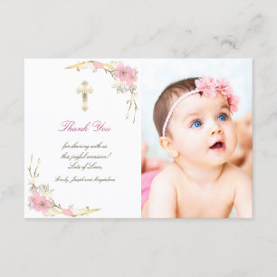 Invitation Baptême merci fleurs de cerisier