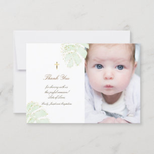 Invitation Baptême merci palm feuille parties scintillant inv