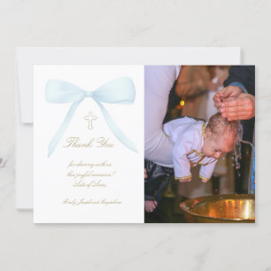 Invitation Baptême merci photo arc bleu