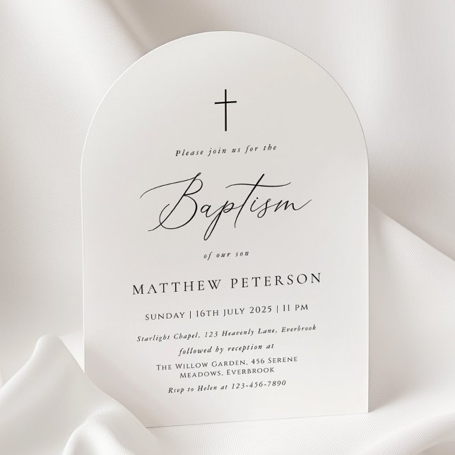 Invitation Baptême minimaliste en calligraphie noire (Créateur téléchargé)
