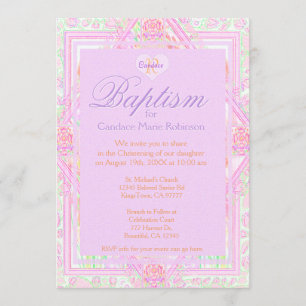 Invitation Baptême  Monogramme d'angle