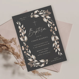 Invitation Baptême neutre de genre floral de fleurs sauvages 