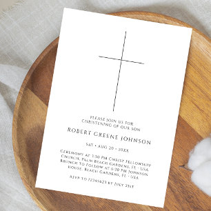 Invitation Baptême noir et blanc Genre Baptême neutre