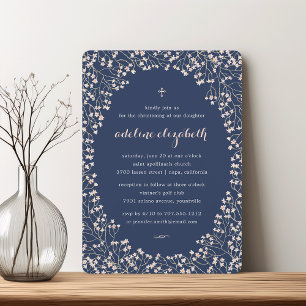 Invitation Baptême ou baptême floral rose pâle