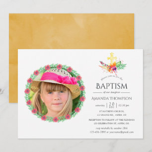 Invitation Baptême ou Christening d'été tropical