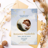 Baptême photo Blue Gold avec poème