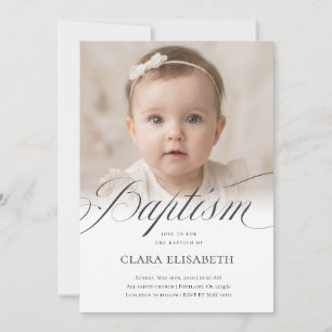 Invitation Baptême Photo Élégant Minimaliste Neutre