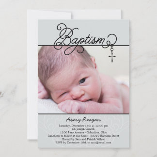 Invitation Baptême photo Pendentif - Noir