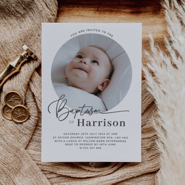Invitation Baptême photo ronde (Créateur téléchargé)