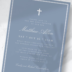Invitation Baptême Pour Lui Classic Elegant Cross