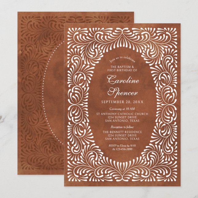Invitation Baptême Première fête d'anniversaire Talavera (Devant / Derrière)