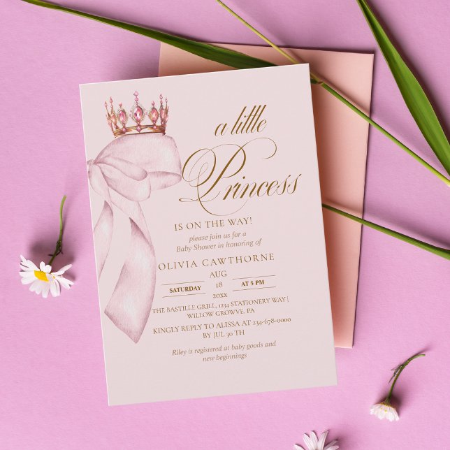Invitation Baptême Princesse Or Rose (Créateur téléchargé)