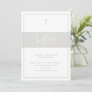 Invitation Baptême religieux à script minimal