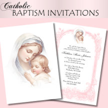 Baptême rose catholique Christening Mary Jesus