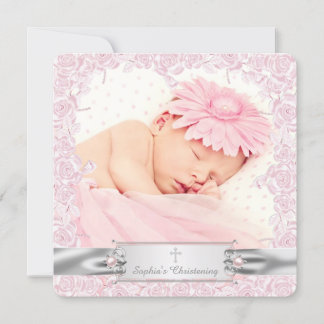 Invitation Baptême Rose Rose Assez Jolie