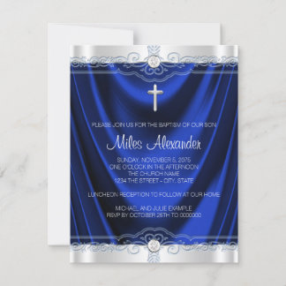 Invitation Baptême Royal Bleu Garçon