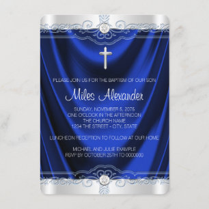 Invitation Baptême Royal Bleu Garçon