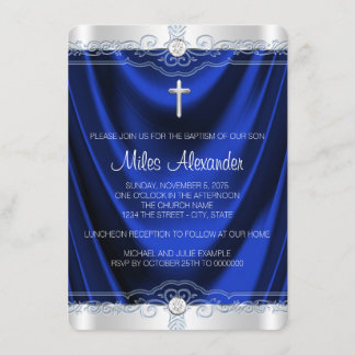Invitation Baptême Royal Bleu Garçon