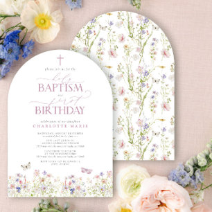 Invitation Baptême Saint fleur sauvage & 1er Anniversaire Pin