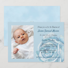 Invitation Baptême scintillant rose bleu