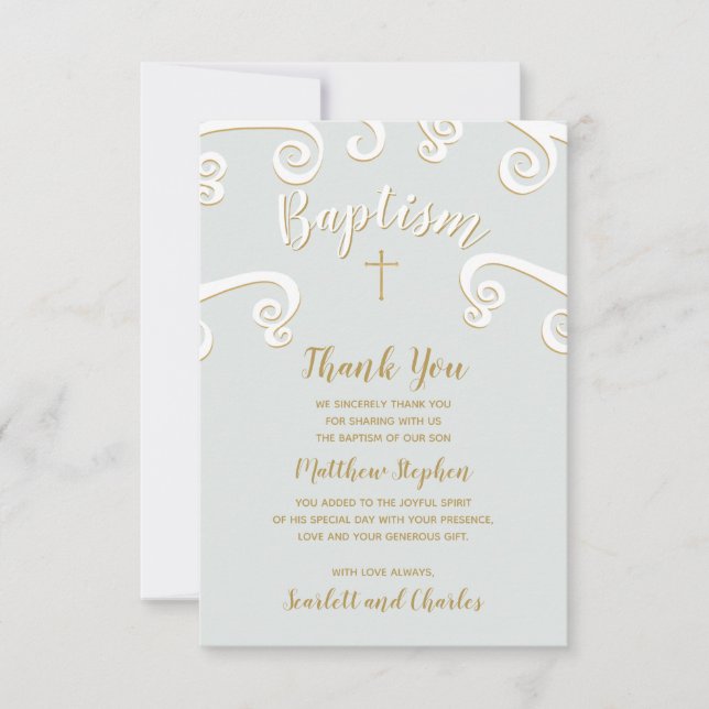 Invitation Baptême se répand en poudre bleu et or (Devant)