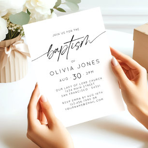 Invitation Baptême simple élégant Christening Script minimal