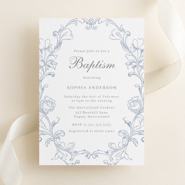 Invitation Baptême Victorien Rococo Vintage (Créateur téléchargé)