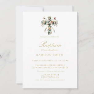 Invitation Baptim élégant Fleur sauvage Garden